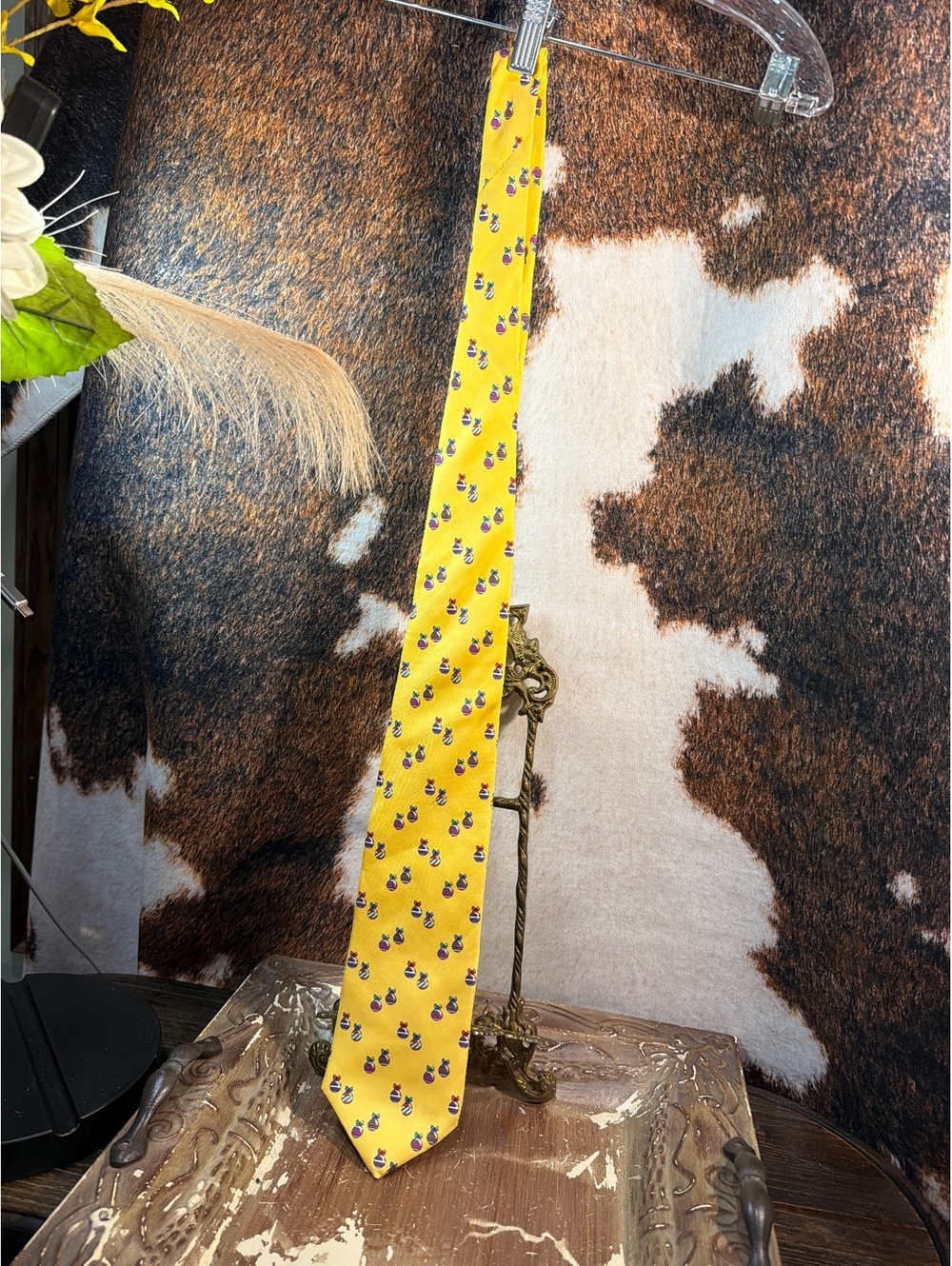 Brooks Brothers Yellow Patterned Silk Tie